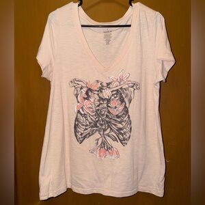Torrid Floral Skeleton Rib Cage Tee
